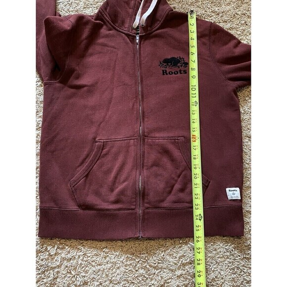 Roots Hoodie Womens Size Small Canada Full Zip Maroon Sweatshirt Front Pocket - Picture 5 of 9